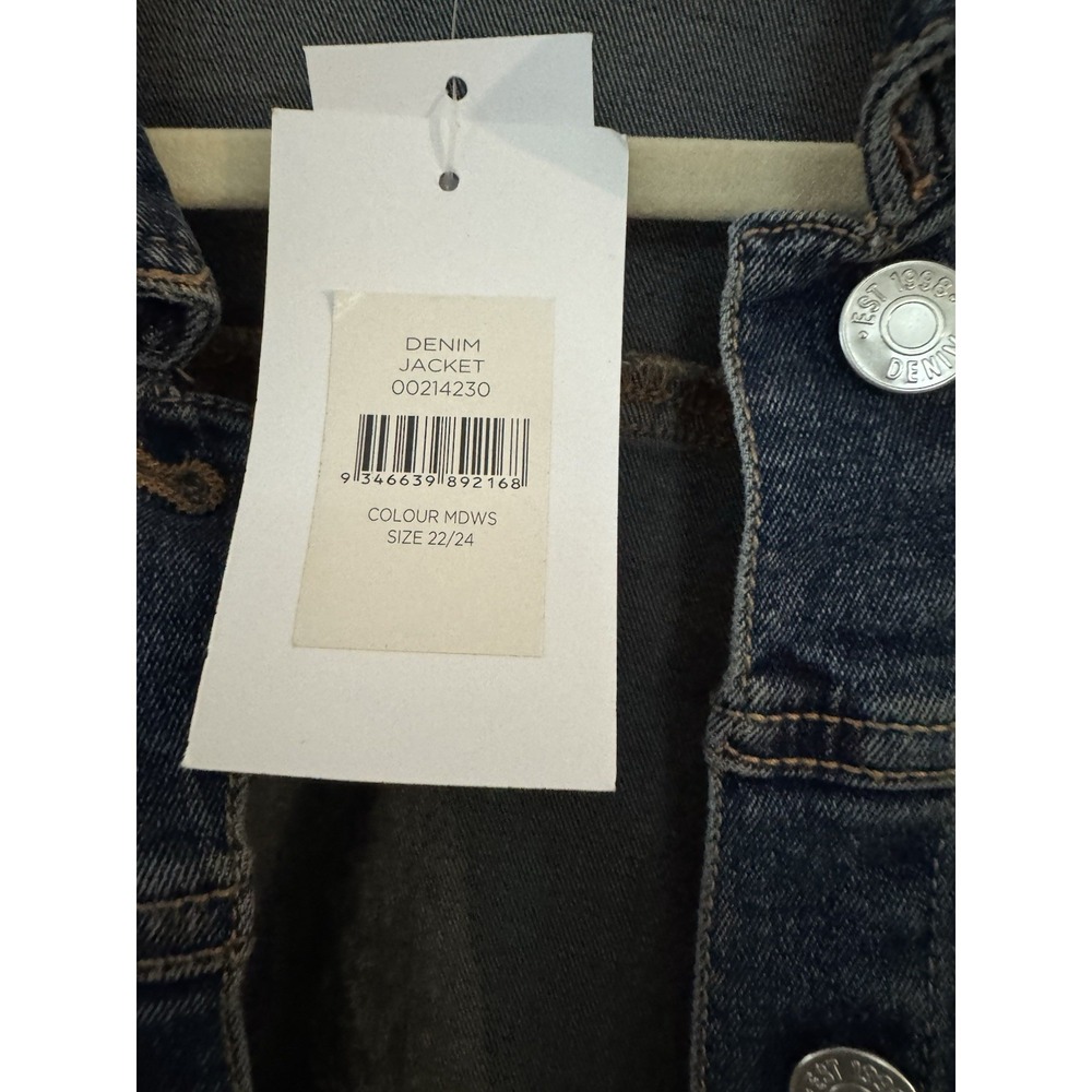 Evan's Women's Blue Denim Medium Wash Button Up Jean Jacket Plus Size 22/24 NWT - Picture 3 of 4